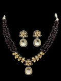 Ishhaara Black Leafy Mixlet Necklace