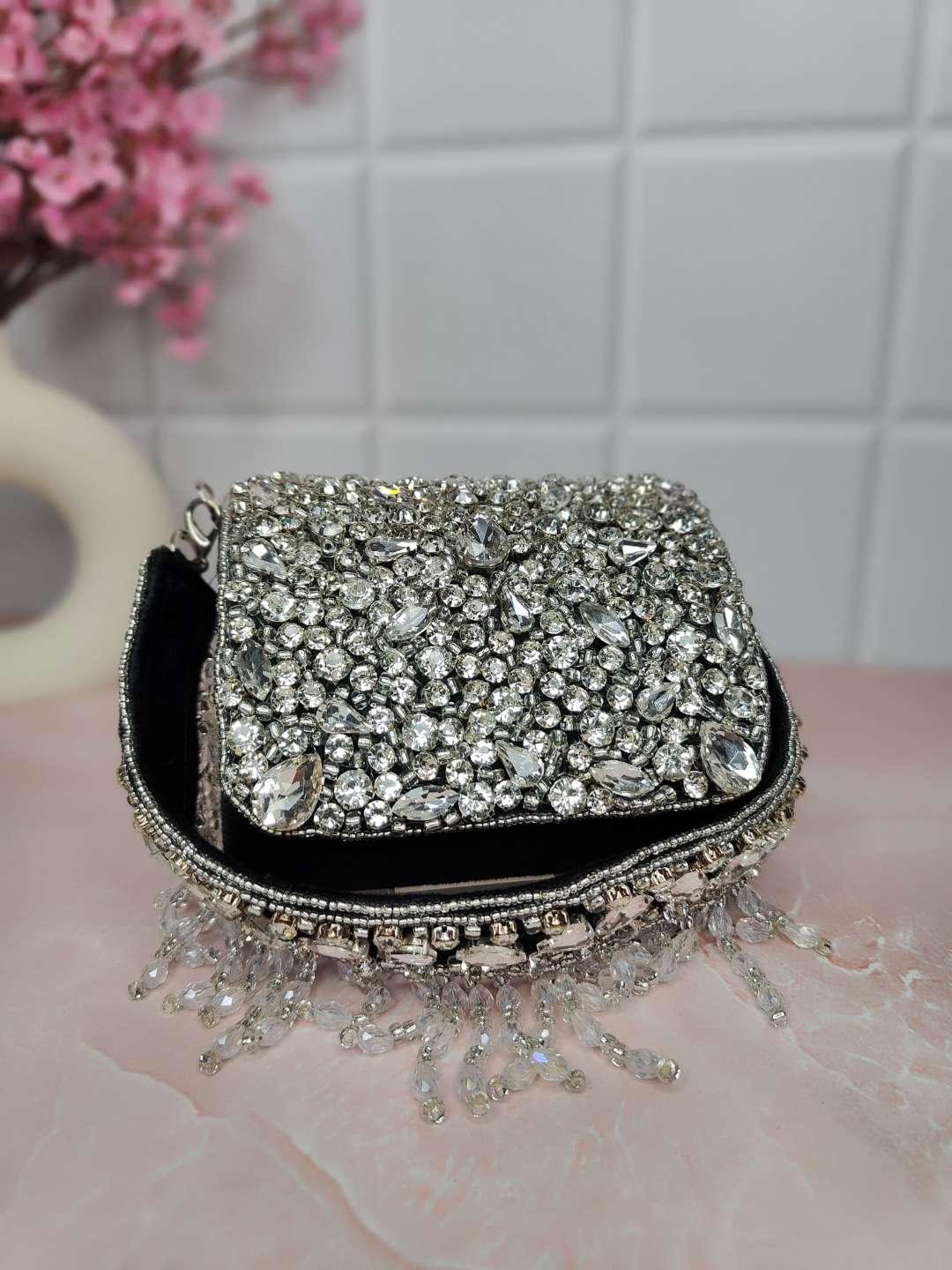 Ishhaara Black Mini Crystal Bag