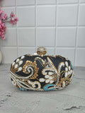 Ishhaara Black New Design Embroidery Oval Clutch