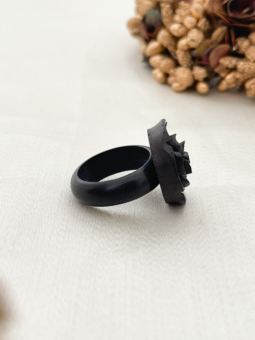 Ishhaara Black Rose Enamel Ring