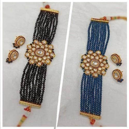 Ishhaara Round Kundan Patch Choker And Earring Set