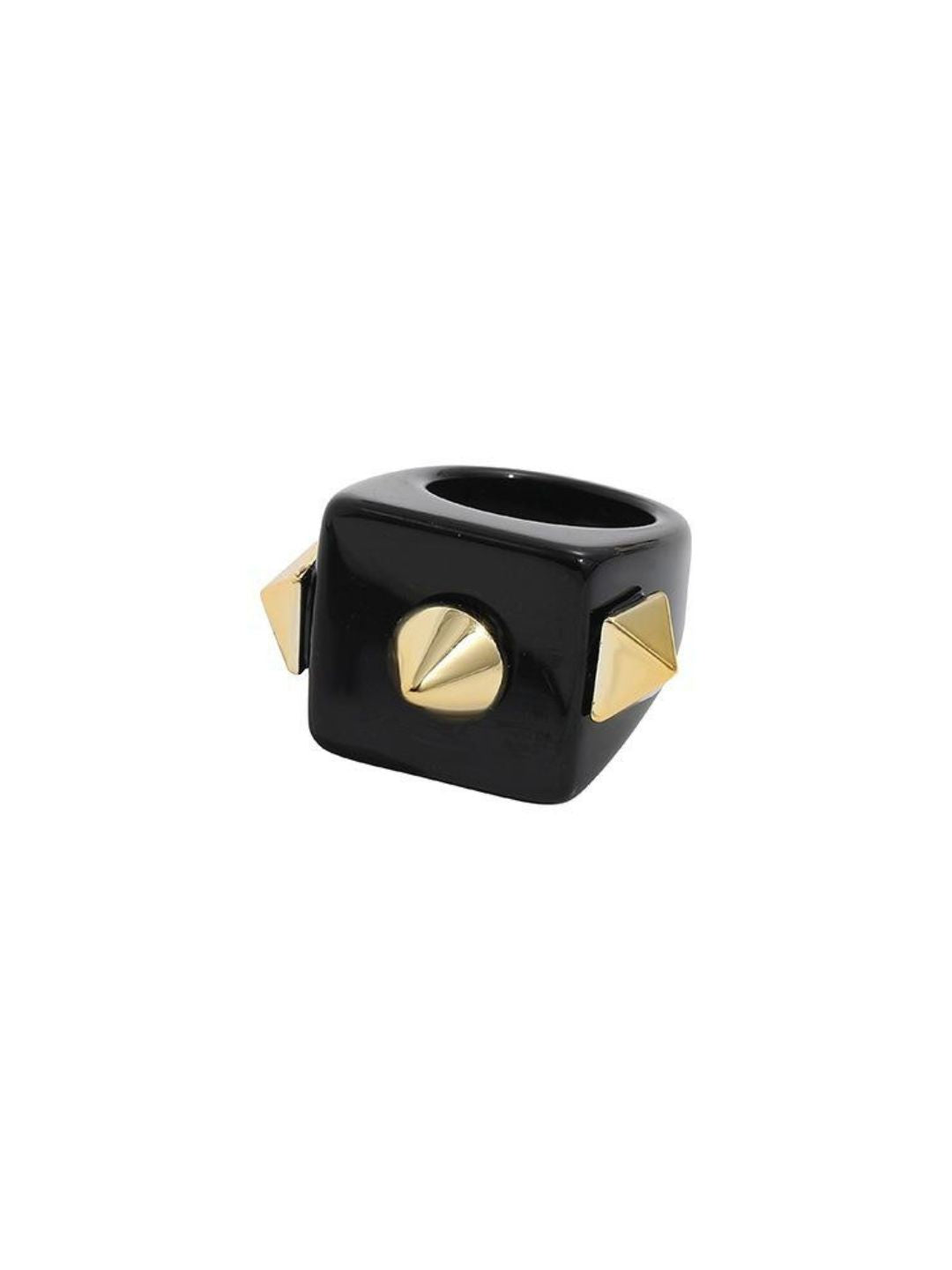 Ishhaara Black Square Resin Ring