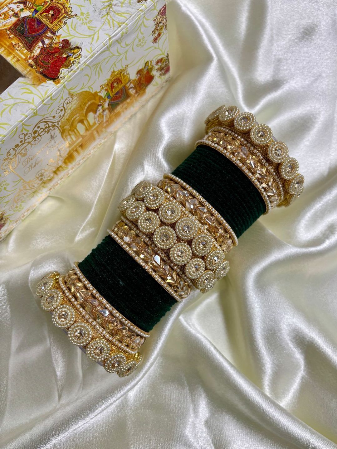 Ishhaara Black Traditional Polki Stone Bangles