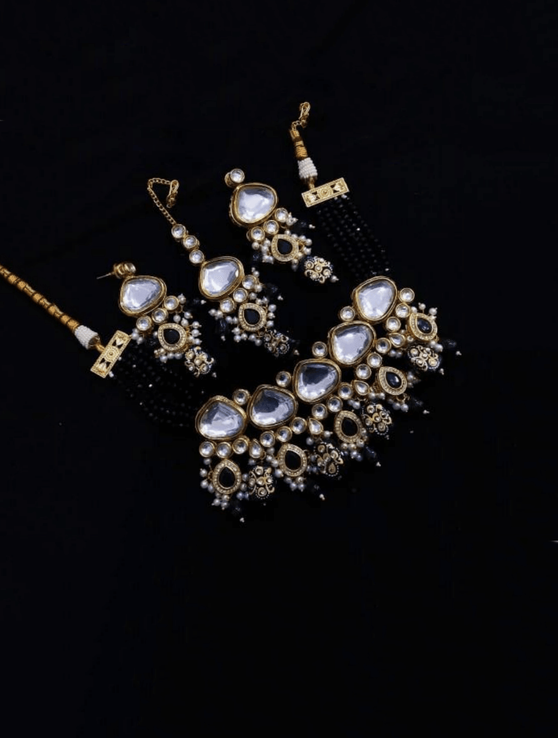 Ishhaara Triangular Kundan Onex Necklace And Earring Set