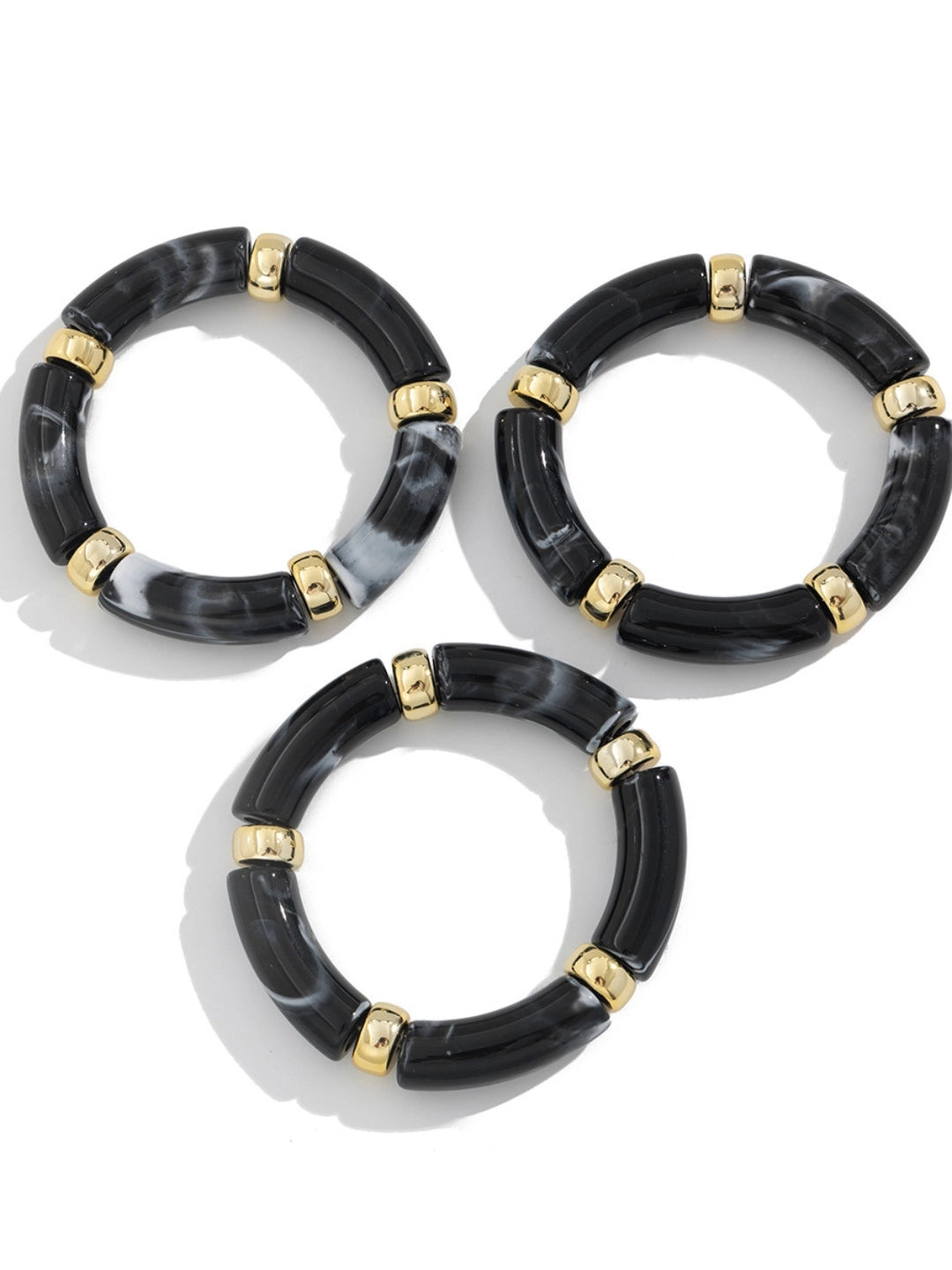 Ishhaara Black Vintage Acrylic Bamboo Beads Bracelet