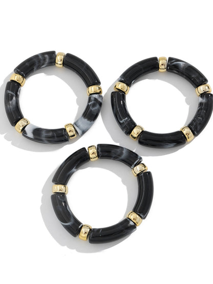 Ishhaara Black Vintage Acrylic Bamboo Beads Bracelet