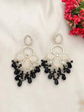 Ishhaara Black White Gold Plated Kundan Classic Drop Earrings