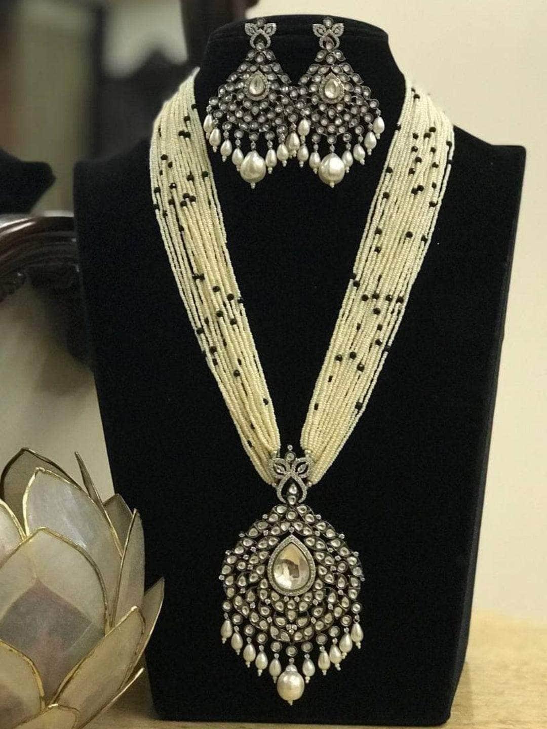 Ishhaara White Long Cheed Bead Haar