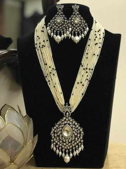 Ishhaara White Long Cheed Bead Haar