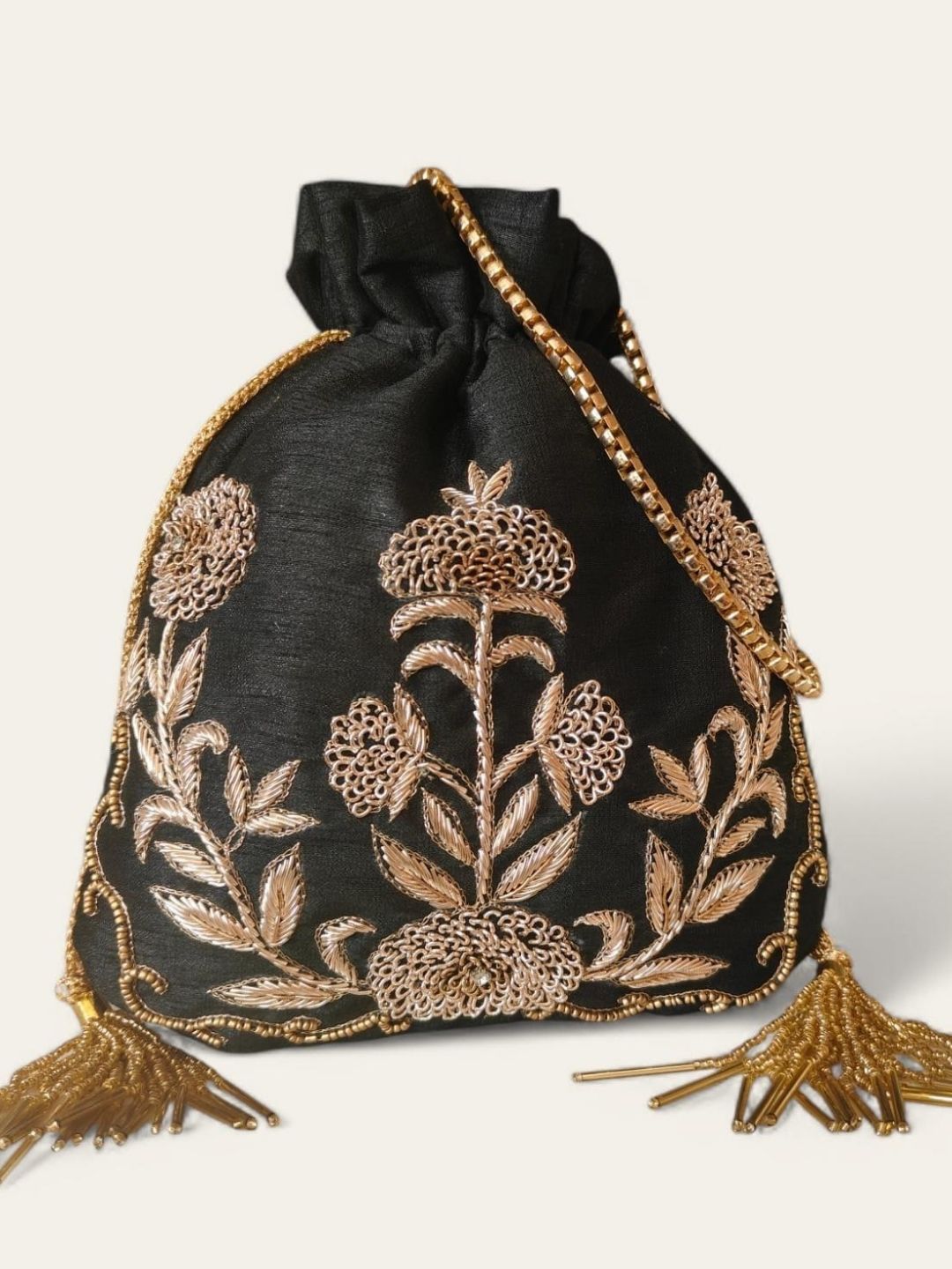 Ishhaara Green Zardosi Potli Bag