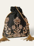 Ishhaara Black Zardosi Potli Bag