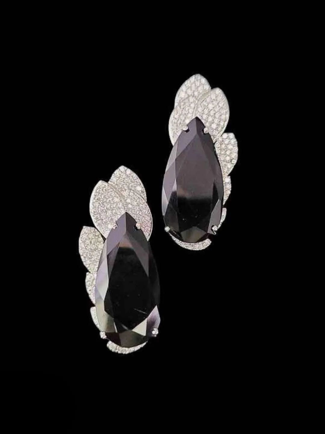 Ishhaara Black Zircon Rain Drop Dangler Earrings