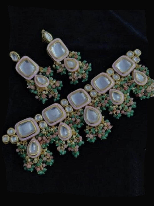 Ishhaara Block Kundan Meena Necklace Set