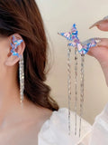 Ishhaara Blue And Purple Butterfly One Side Ear Clip