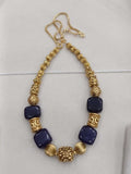 Ishhaara Blue Antique Gold Tone Beaded Necklace