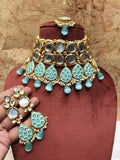 Ishhaara Blue Big Kundan Necklace