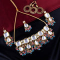 Ishhaara Blue Block Kundan Meena Necklace Set