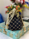 Ishhaara Blue Bridal Lotus Potli Bag