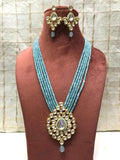 Ishhaara Blue Center Drop Pendant Necklace