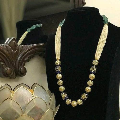 Ishhaara Blue Chid Moti Multi Stone Necklace