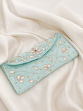 Ishhaara Blue Colored Floral Embroided Envelope Clutches