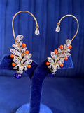 Ishhaara Blue Crowned Peacock Secret Garden Earcuff Earrings