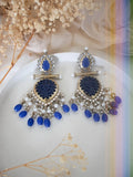 Ishhaara Blue Cutwork Chandbali Earrings