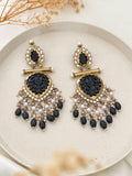 Ishhaara Blue Cutwork Chandbali Earrings