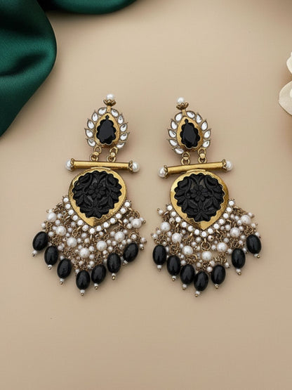 Ishhaara Blue Cutwork Chandbali Earrings