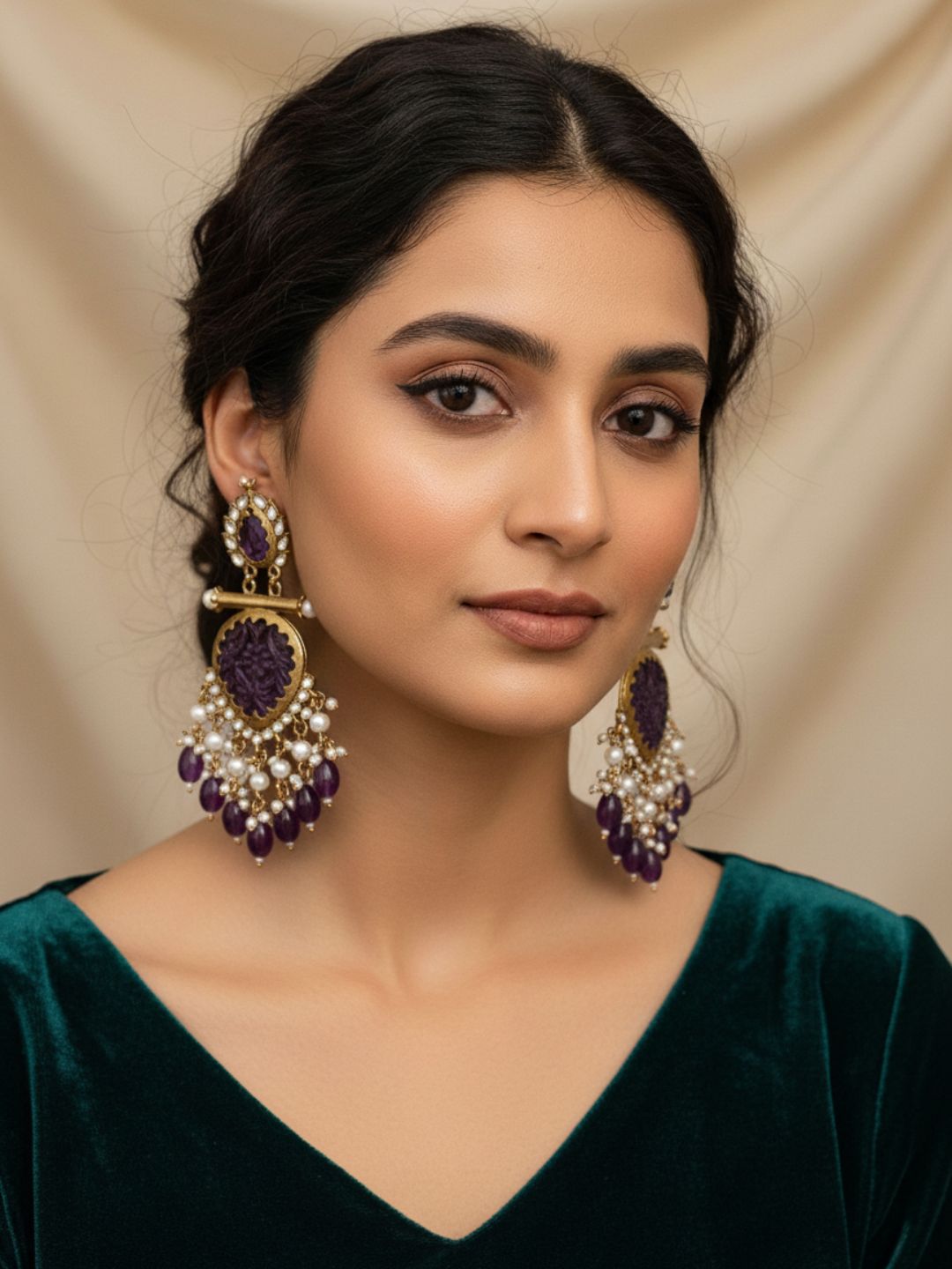 Ishhaara Blue Cutwork Chandbali Earrings