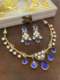 Ishhaara Blue Dazzling Moissanite With Doublet Stone Kundan Choker