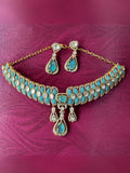 Ishhaara Blue Designer Doublet Necklace With Earings