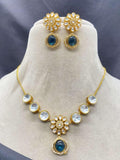 Ishhaara Blue Designer Kundan Polki Party Necklace