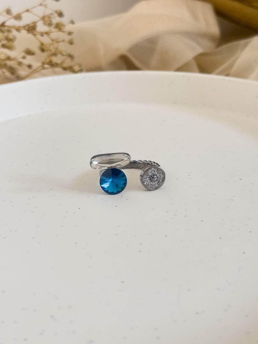 Ishhaara Dior Crystal Gold Tone Open Ring