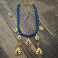 Ishhaara Blue Drop Antique Beads Necklace And Earring Set