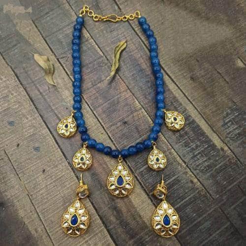 Ishhaara Drop Antique Beads Necklace And Earring Set