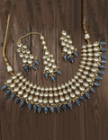 Ishhaara Blue Drop Kundan Choker Necklace Set