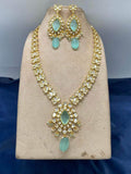 Ishhaara Blue Drop Shaped Heavy Kundan Long Necklace Set
