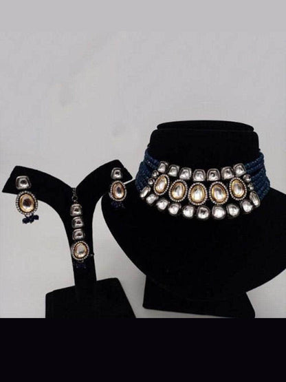 Ishhaara Dual Tonned Ad Kundan Choker And Earring Set