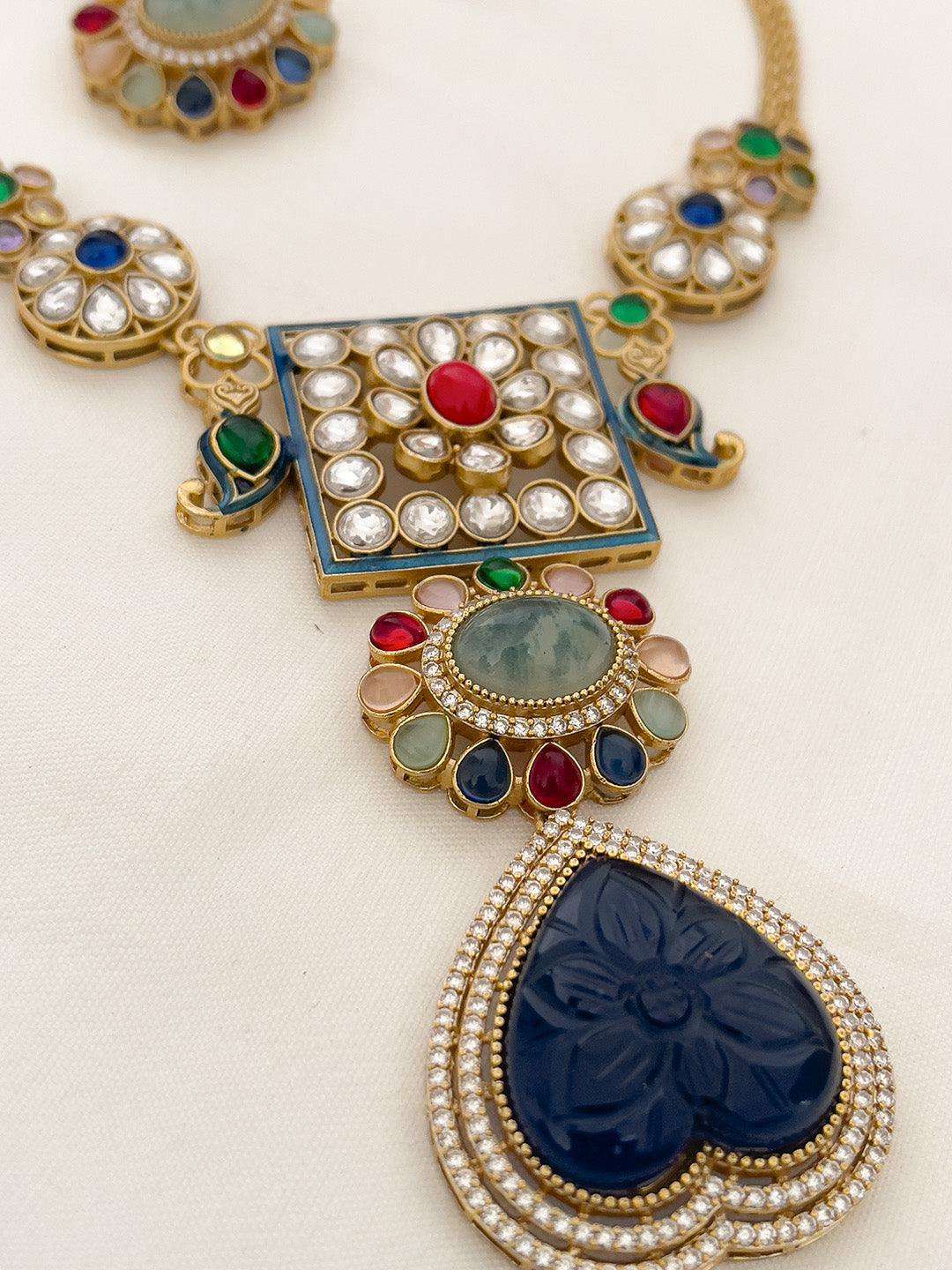 Ishhaara Blue Exquisite Amrapali Fusion Pendant Necklace