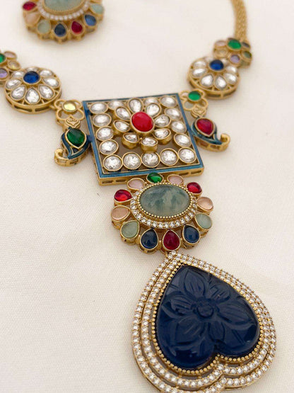 Ishhaara Blue Exquisite Amrapali Fusion Pendant Necklace