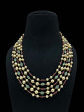 Ishhaara Blue Five Layered Pearl And Semiprecious Stone Studded Necklace