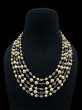 Ishhaara Blue Five Layered Pearl And Semiprecious Stone Studded Necklace