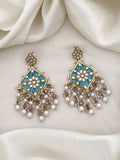 Ishhaara Blue Floral Motif Dangler Earrings