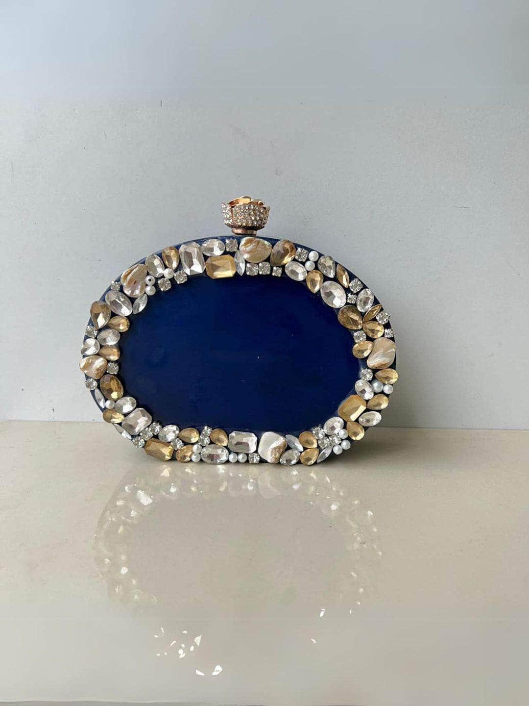 Ishhaara Floral Rhinestone Clutch Bag