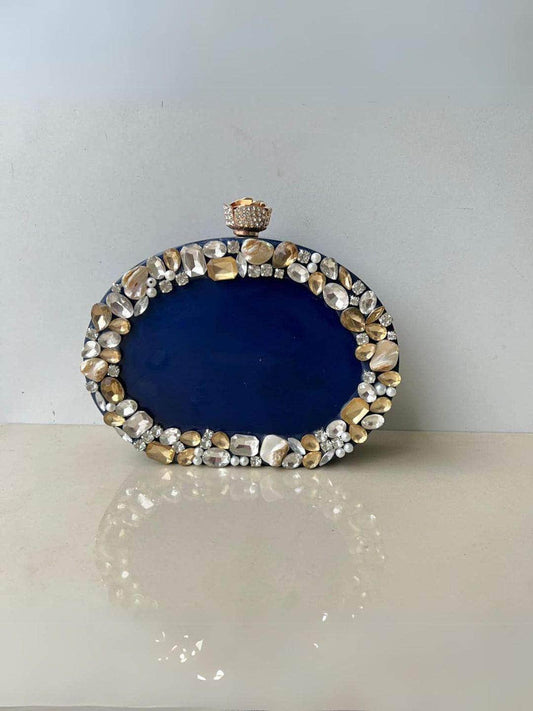 Ishhaara Floral Rhinestone Clutch Bag