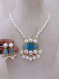 Ishhaara Blue Fusion Pearl Necklace Set