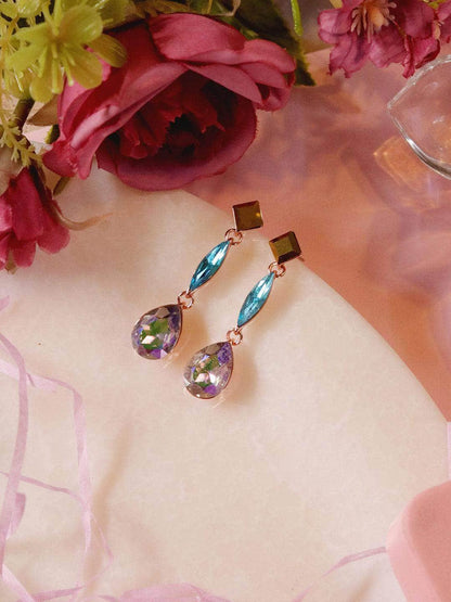 Ishhaara Geometric 3 Tiered Drop Earrings Brown