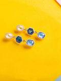 Ishhaara Geometric 3 Tiered Earrings Blue