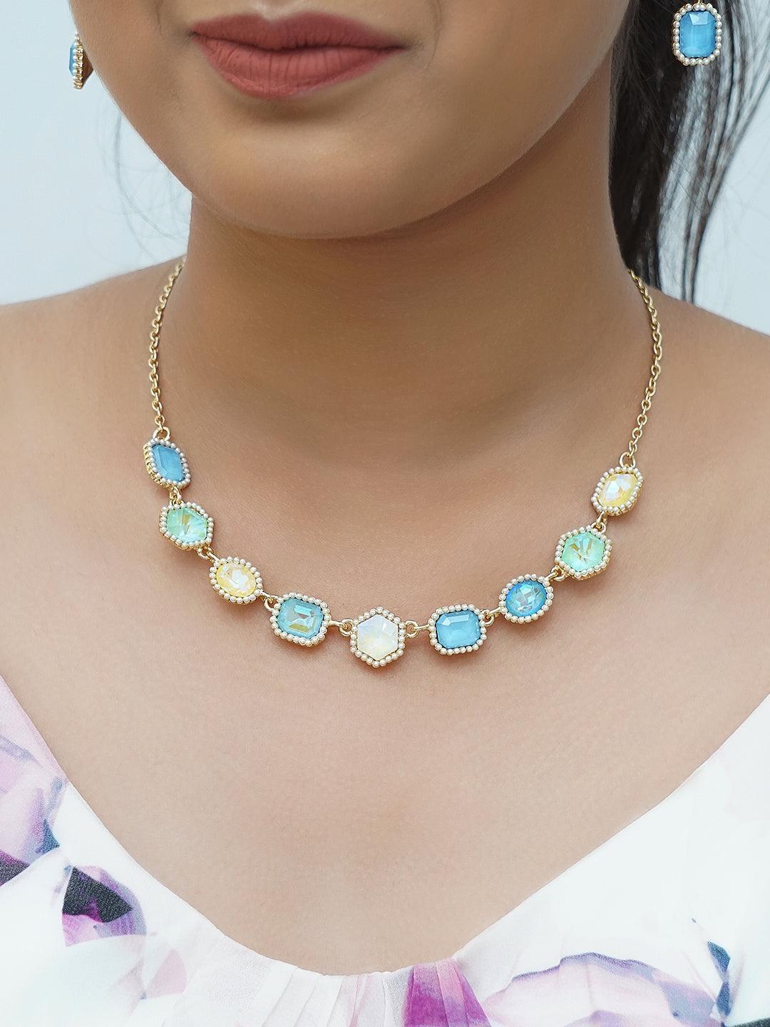 Ishhaara Geometric Drop Necklace Sea Side